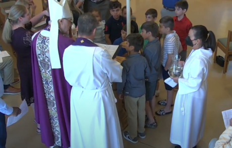 Children of St. Monica's with our Bishop 2022